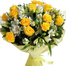 دسته گل زرد و سفید