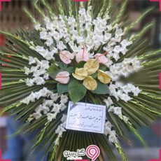 خرید تاج گل گلایل سفید g-mosh-t-368-2