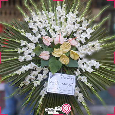 خرید تاج گل گلایل سفید g-mosh-t-368-2