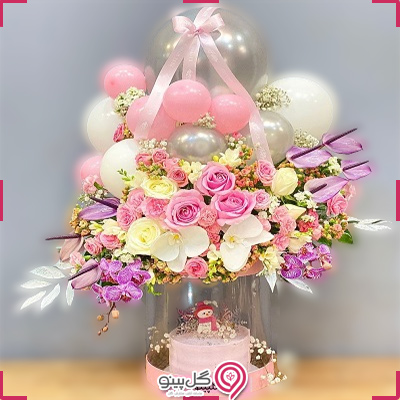 باکس گل تهمینه به همراه کیک g-bo-zho-345