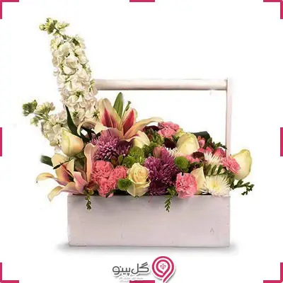 باکس گل سفید صورتی g-ba-201