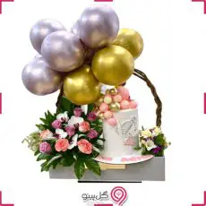 سبد گل سوپرایزی با کیک g-bo-gma-352