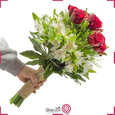 خرید دسته گل رز و آلسترومریا g-b-101