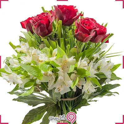 دسته گل رز و آلسترومریا g-b-101