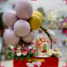 سبد گل سورپرایزی با کیک g-bo-gma-352