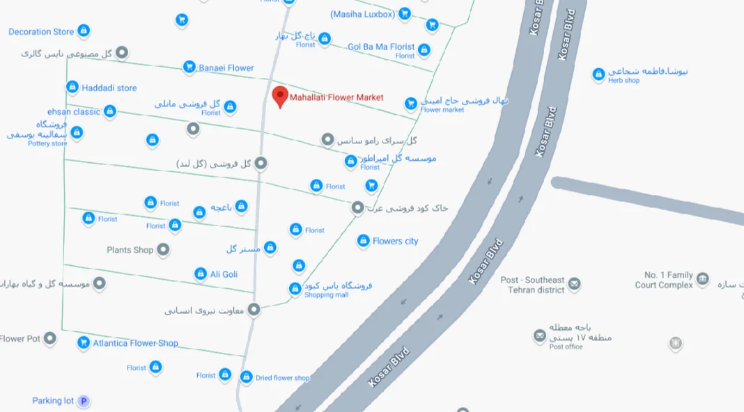 لوکیشن بازار گل محلاتی- گل پینو